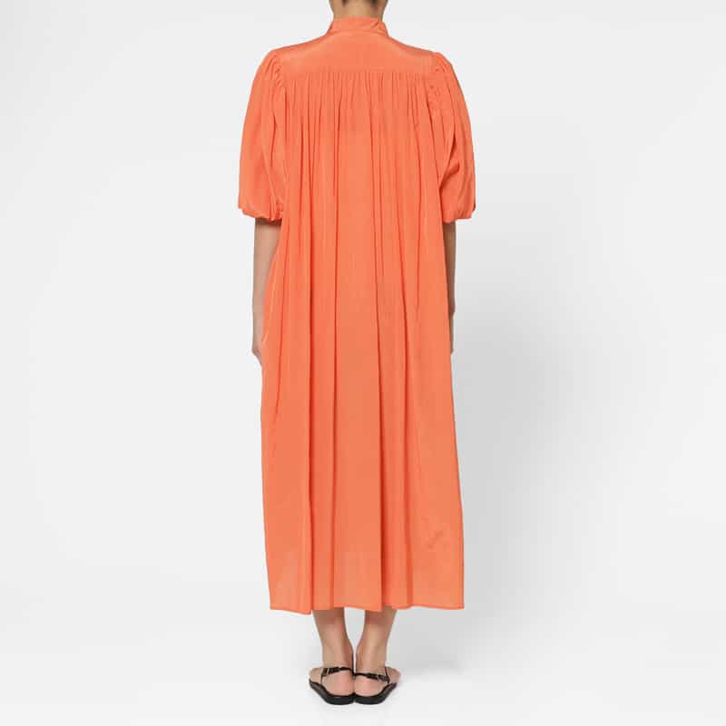 BARNEYS NEW YORK ウォッシャブル ボリュームスリーブ シャツドレス ORANGE