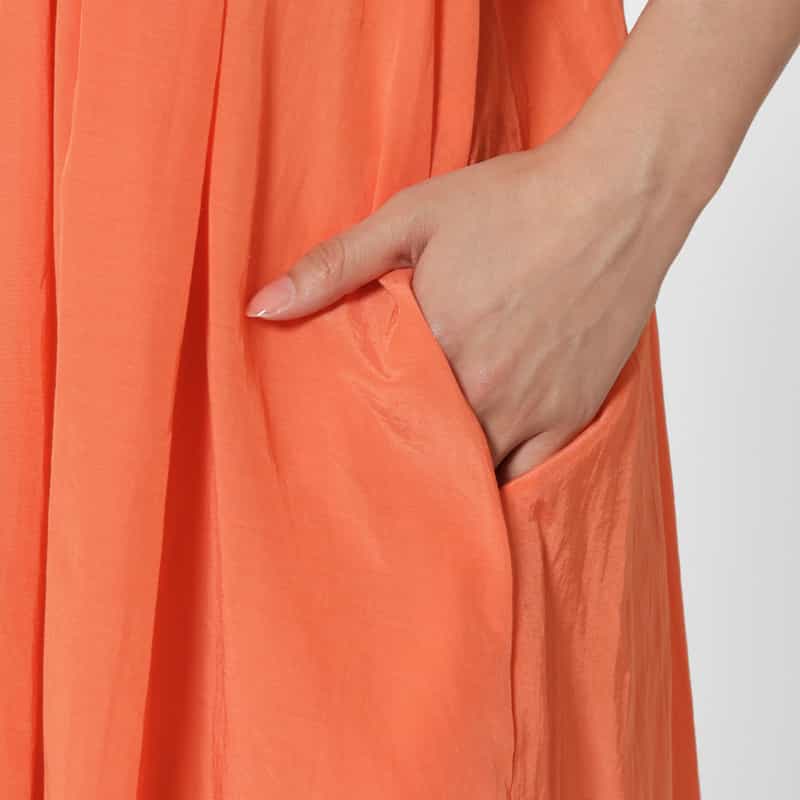 BARNEYS NEW YORK ウォッシャブル ボリュームスリーブ シャツドレス ORANGE