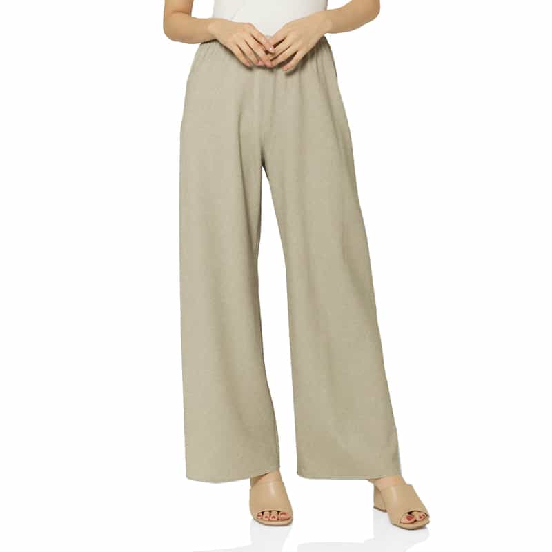 BARNEYS NEW YORK ウォッシャブル リネンライク イージーワイドパンツ BEIGE