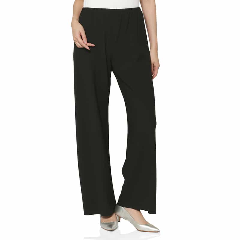 BARNEYS NEW YORK ウォッシャブル リネンライク イージーワイドパンツ BLACK