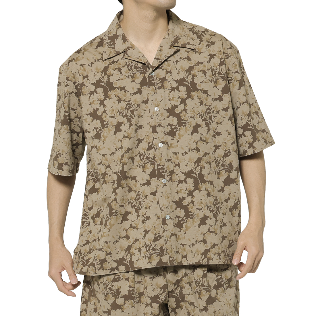 KANEMASA PHIL.＜カネマサフィル＞ バーニーズ　ニューヨーク限定 リーフ柄オープンカラーシャツ