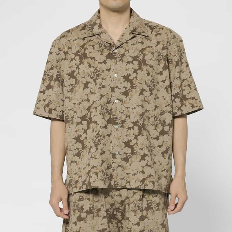 KANEMASA PHIL. KANEMASA PHIL.＜カネマサフィル＞ バーニーズ　ニューヨーク限定 リーフ柄オープンカラーシャツ YELLOW