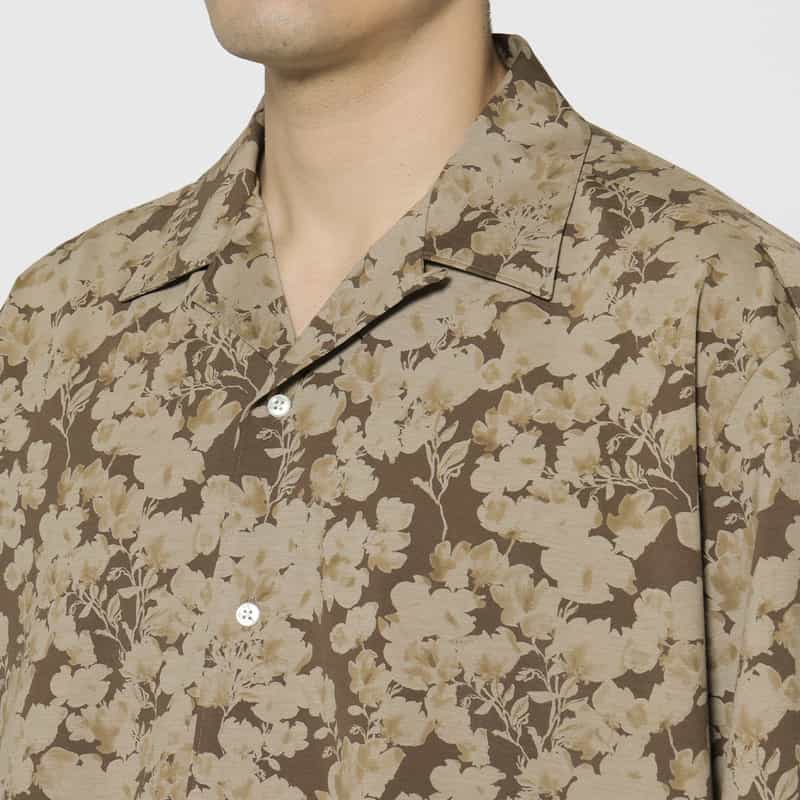 KANEMASA PHIL. KANEMASA PHIL.＜カネマサフィル＞ バーニーズ　ニューヨーク限定 リーフ柄オープンカラーシャツ YELLOW