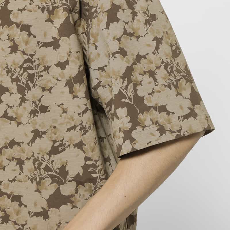 KANEMASA PHIL. KANEMASA PHIL.＜カネマサフィル＞ バーニーズ　ニューヨーク限定 リーフ柄オープンカラーシャツ YELLOW