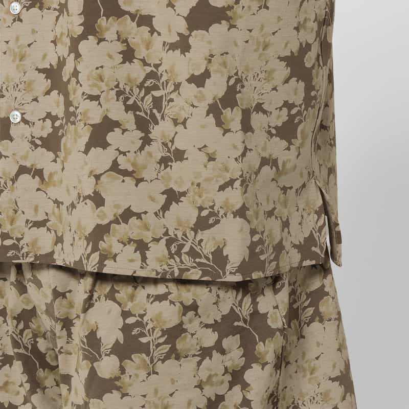 KANEMASA PHIL. KANEMASA PHIL.＜カネマサフィル＞ バーニーズ　ニューヨーク限定 リーフ柄オープンカラーシャツ YELLOW