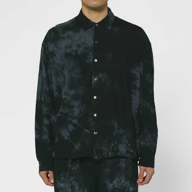 KANEMASA PHIL. KANEMASA PHIL.＜カネマサフィル＞ バーニーズ　ニューヨーク限定 ディップダイ カジュアルシャツ BLACK