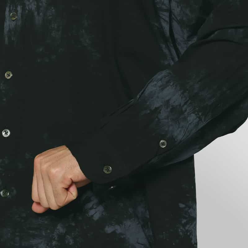 KANEMASA PHIL. KANEMASA PHIL.＜カネマサフィル＞ バーニーズ　ニューヨーク限定 ディップダイ カジュアルシャツ BLACK