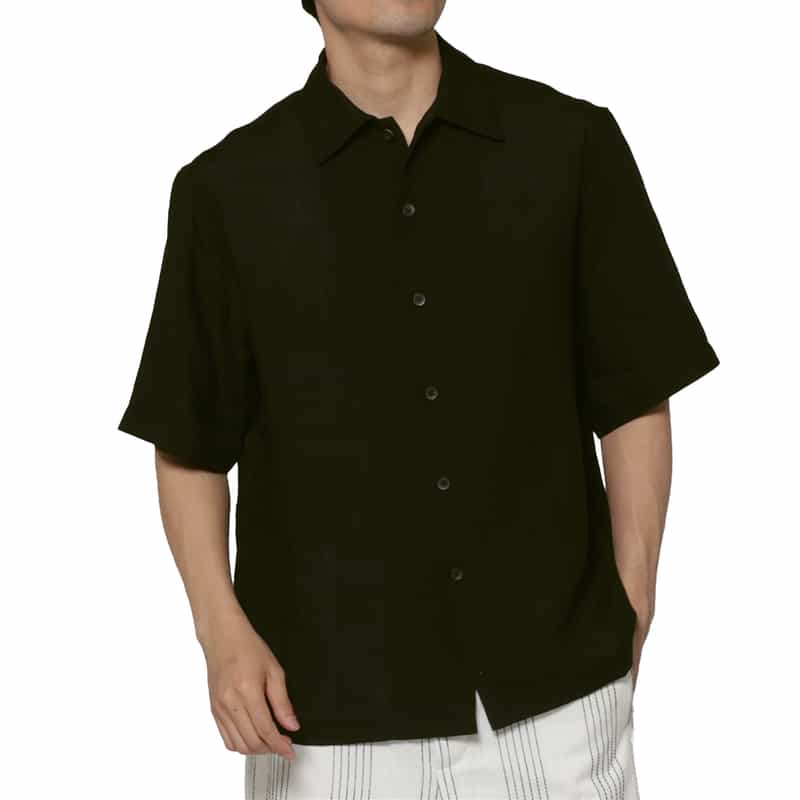 COMMAS COMMAS＜コンマ＞ リネンシャツ BLACK