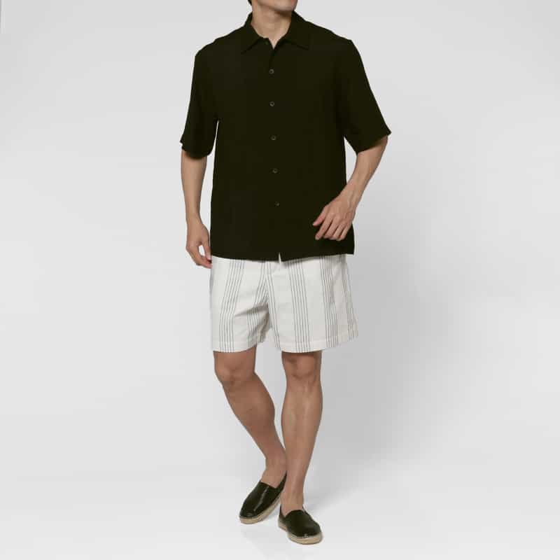 COMMAS COMMAS＜コンマ＞ リネンシャツ BLACK