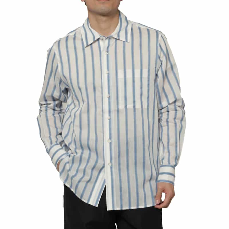 COMMAS COMMAS＜コンマ＞ ストライプ柄カジュアルシャツ LIGHT BLUE