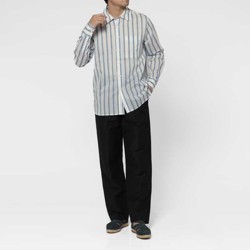 COMMAS COMMAS＜コンマ＞ ストライプ柄カジュアルシャツ LIGHT BLUE