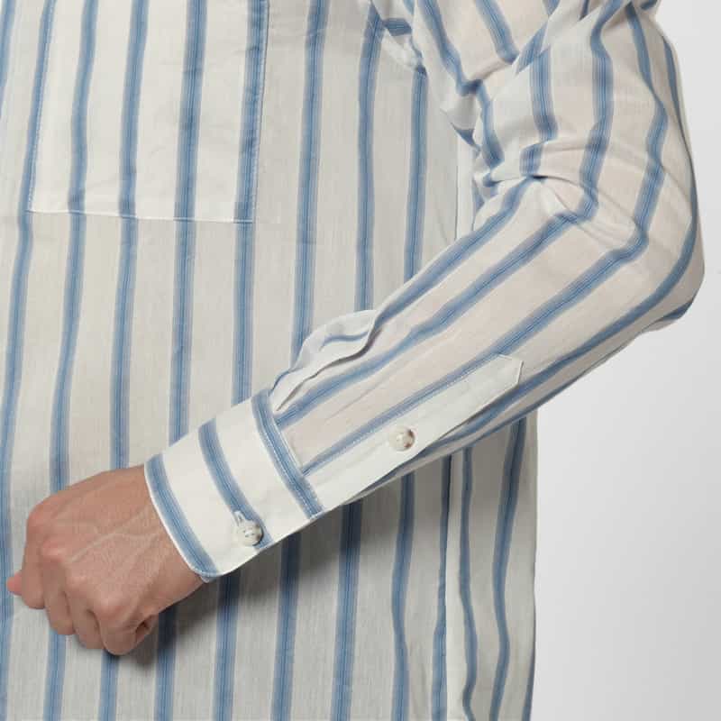 COMMAS COMMAS＜コンマ＞ ストライプ柄カジュアルシャツ LIGHT BLUE