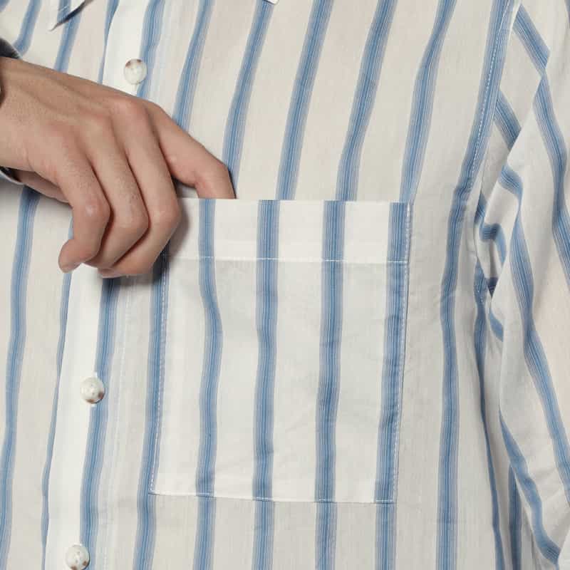 COMMAS COMMAS＜コンマ＞ ストライプ柄カジュアルシャツ LIGHT BLUE