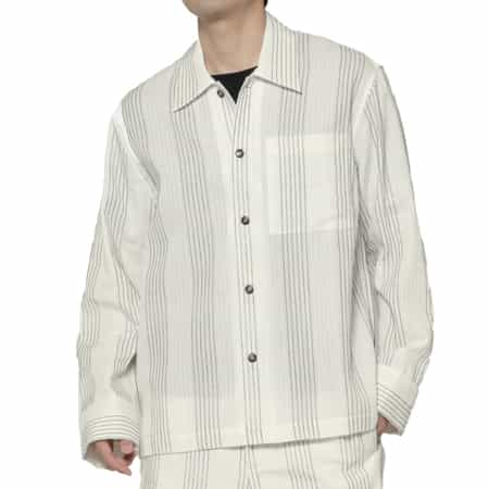 COMMAS＜コンマ＞ ストライプ柄オーバーサイズシャツ