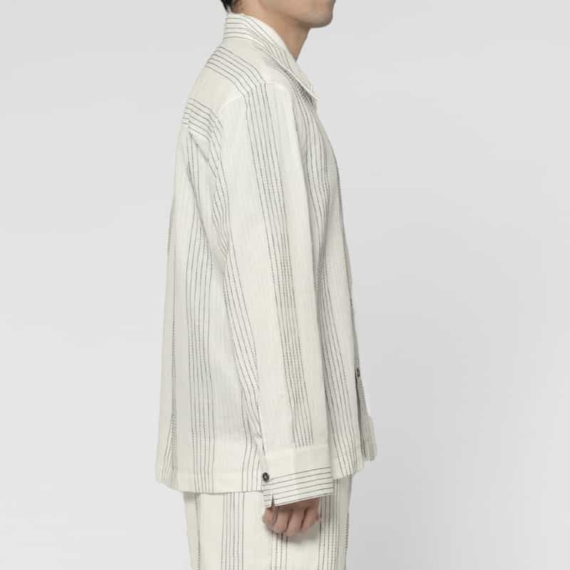 COMMAS COMMAS＜コンマ＞ ストライプ柄オーバーサイズシャツ WHITE