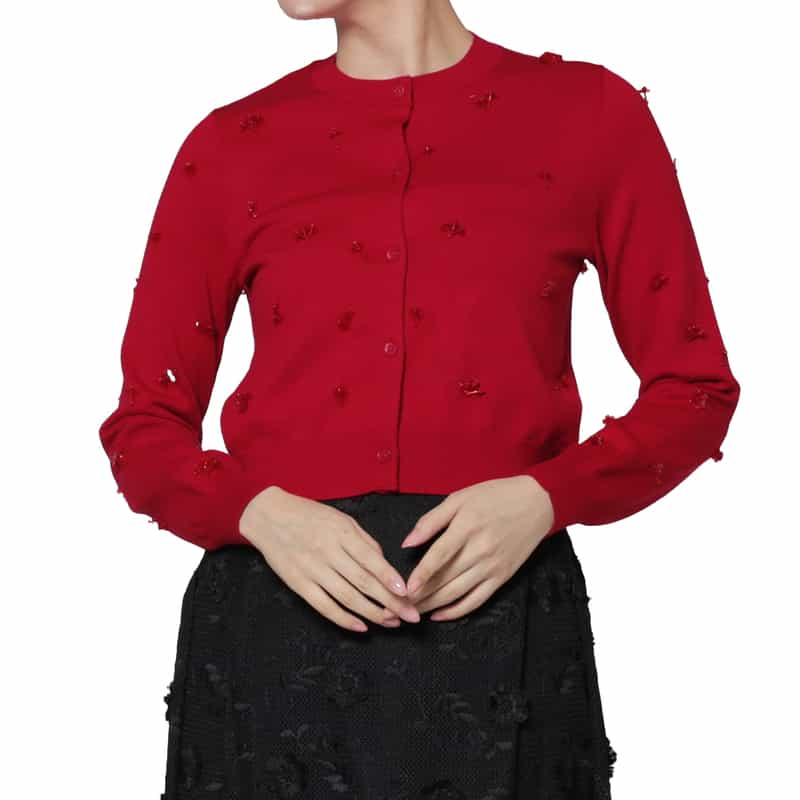 ATELIER EDITION ATELIER EDITION ＜アトリエ エディション＞ ビーズ刺繍ニットカーディガン RED