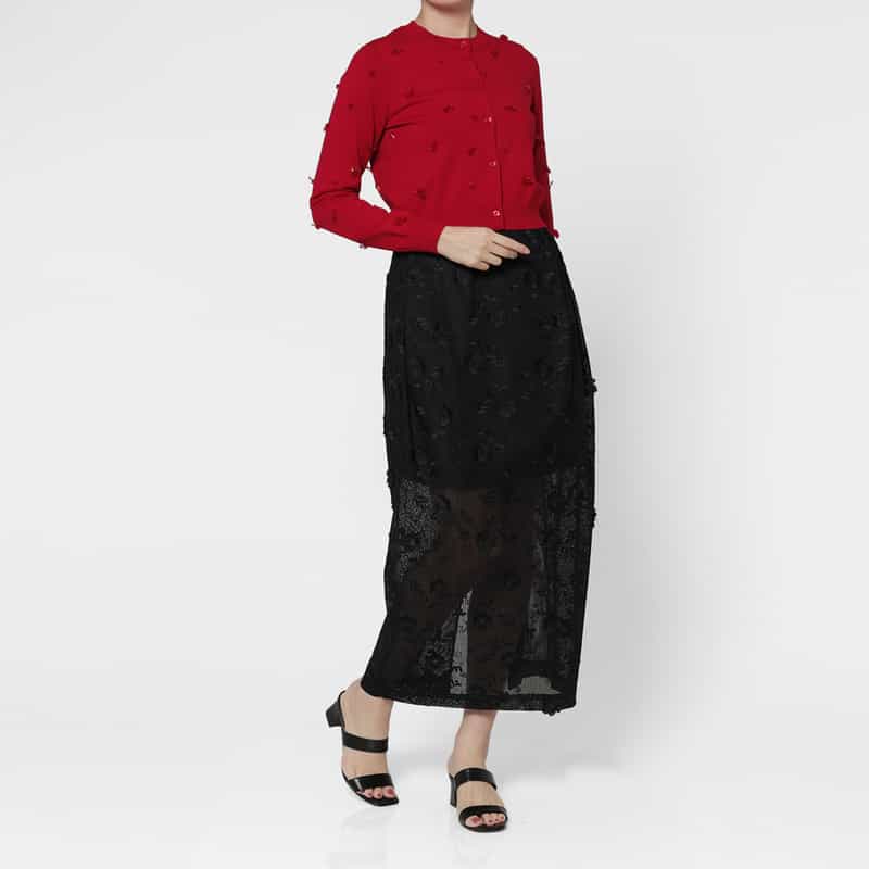 ATELIER EDITION ATELIER EDITION ＜アトリエ エディション＞ ビーズ刺繍ニットカーディガン RED