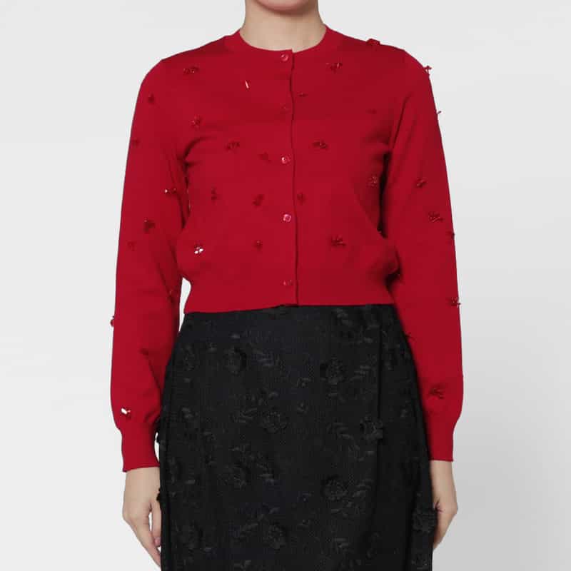 ATELIER EDITION ATELIER EDITION ＜アトリエ エディション＞ ビーズ刺繍ニットカーディガン RED