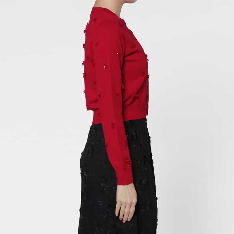 ATELIER EDITION ATELIER EDITION ＜アトリエ エディション＞ ビーズ刺繍ニットカーディガン RED