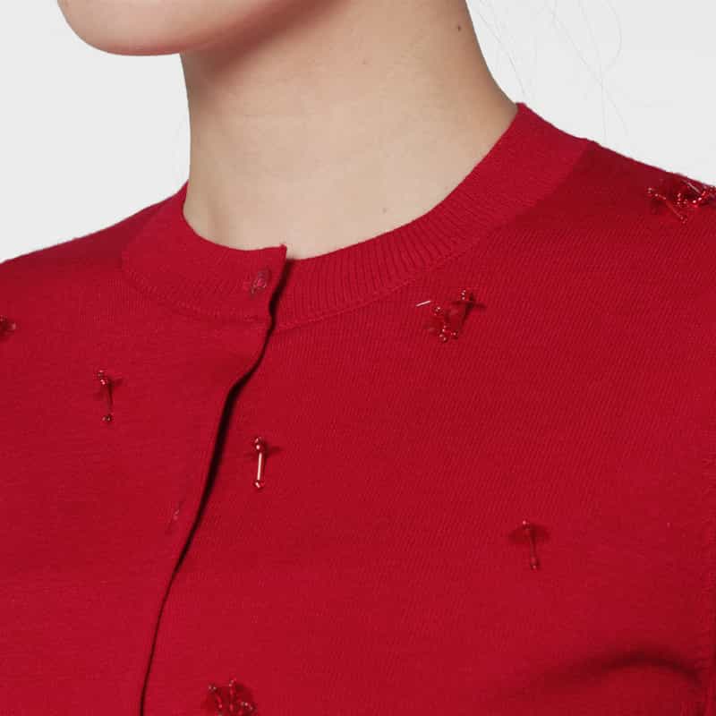 ATELIER EDITION ATELIER EDITION ＜アトリエ エディション＞ ビーズ刺繍ニットカーディガン RED