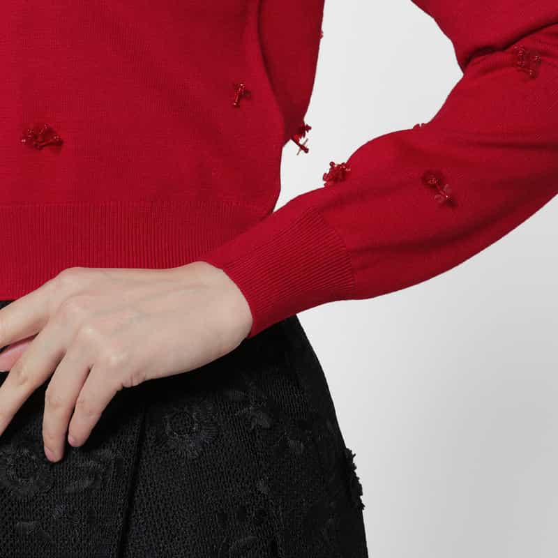 ATELIER EDITION ATELIER EDITION ＜アトリエ エディション＞ ビーズ刺繍ニットカーディガン RED