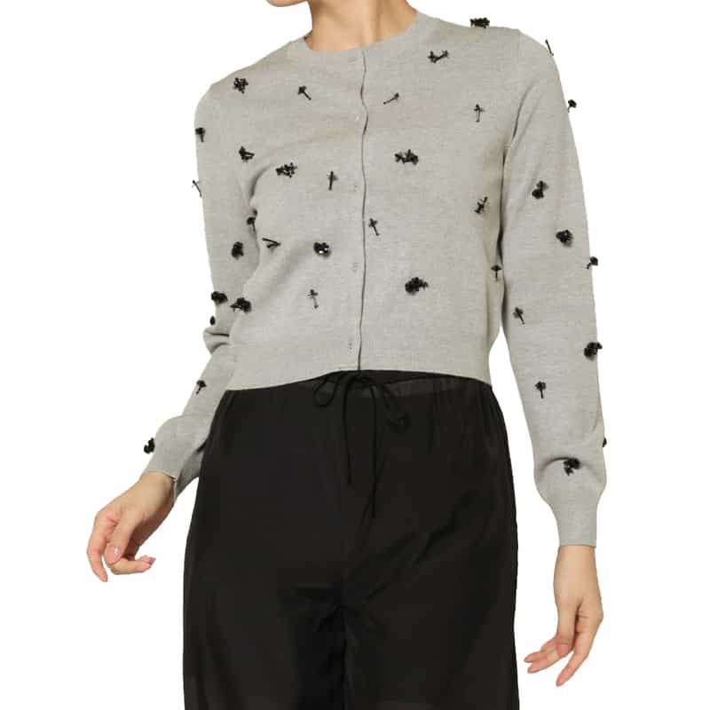 ATELIER EDITION ATELIER EDITION ＜アトリエ エディション＞バーニーズ　ニューヨーク限定 ビーズ刺繍ニットカーディガン GRAY