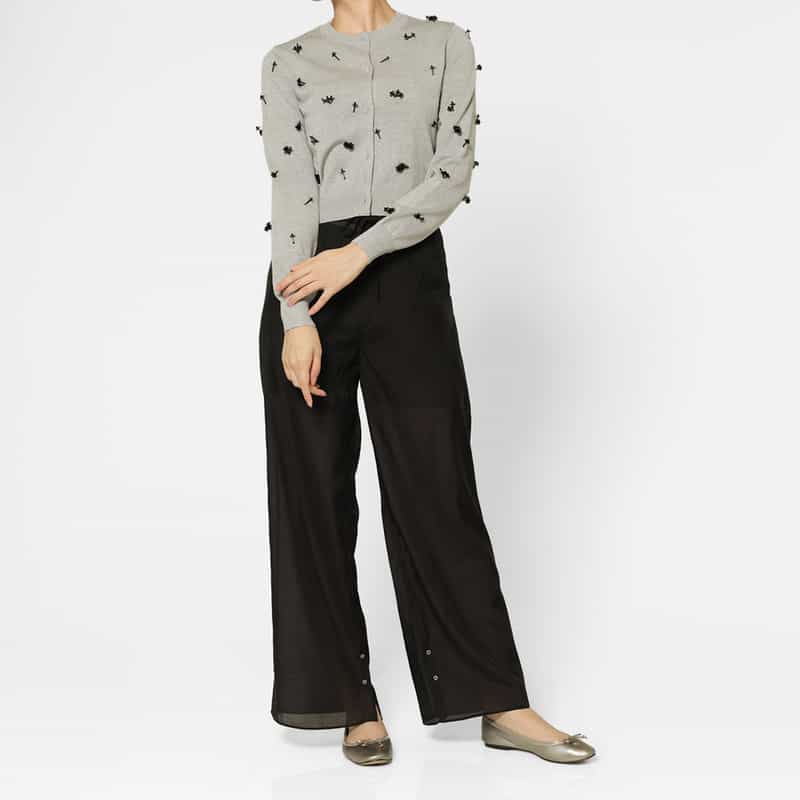 ATELIER EDITION ATELIER EDITION ＜アトリエ エディション＞バーニーズ　ニューヨーク限定 ビーズ刺繍ニットカーディガン GRAY