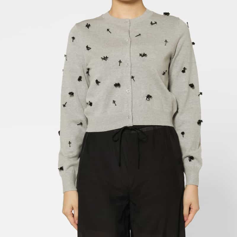 ATELIER EDITION ATELIER EDITION ＜アトリエ エディション＞バーニーズ　ニューヨーク限定 ビーズ刺繍ニットカーディガン GRAY
