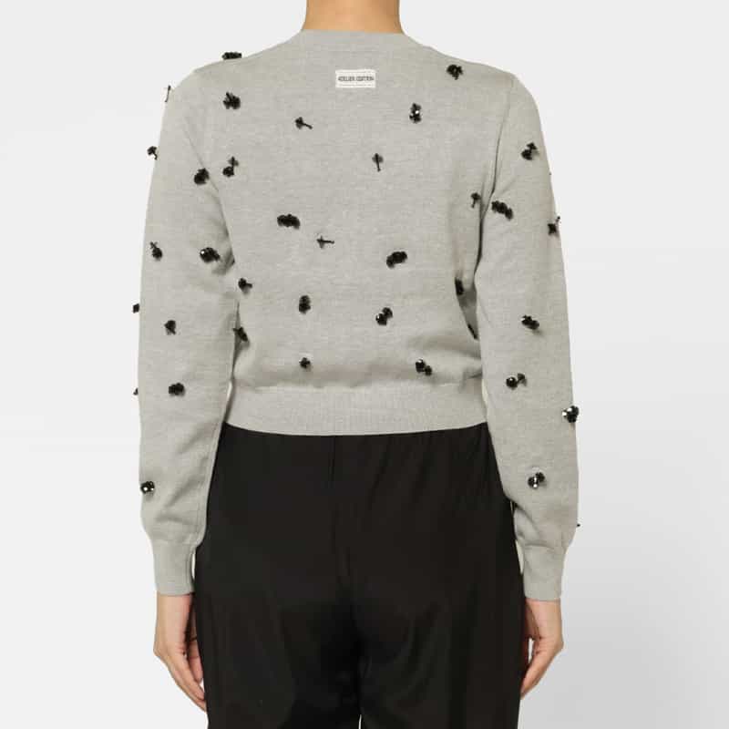 ATELIER EDITION ATELIER EDITION ＜アトリエ エディション＞バーニーズ　ニューヨーク限定 ビーズ刺繍ニットカーディガン GRAY
