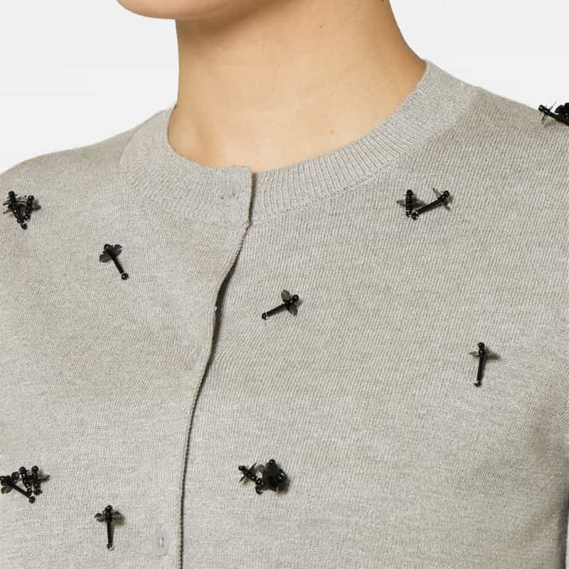 ATELIER EDITION ATELIER EDITION ＜アトリエ エディション＞バーニーズ　ニューヨーク限定 ビーズ刺繍ニットカーディガン GRAY