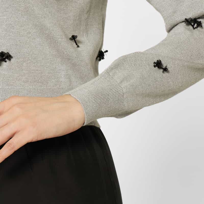 ATELIER EDITION ATELIER EDITION ＜アトリエ エディション＞バーニーズ　ニューヨーク限定 ビーズ刺繍ニットカーディガン GRAY