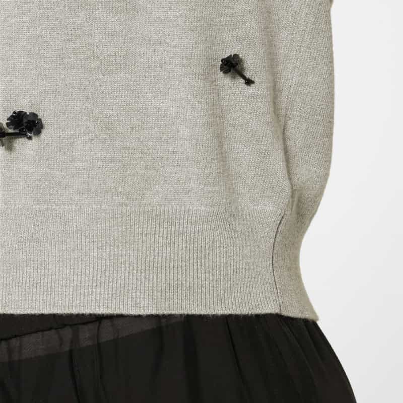 ATELIER EDITION ATELIER EDITION ＜アトリエ エディション＞バーニーズ　ニューヨーク限定 ビーズ刺繍ニットカーディガン GRAY