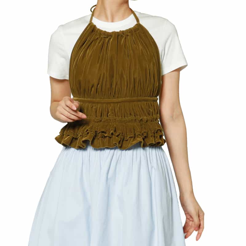 ATELIER EDITION ATELIER EDITION ＜アトリエ エディション＞ホルターネック フリルキャミソール BROWN