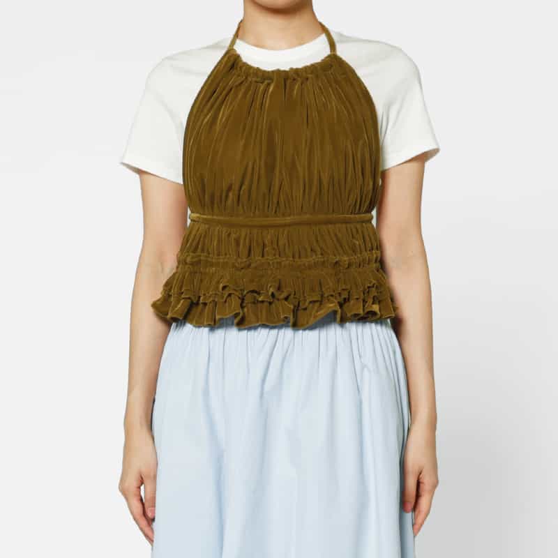 ATELIER EDITION ATELIER EDITION ＜アトリエ エディション＞ホルターネック フリルキャミソール BROWN