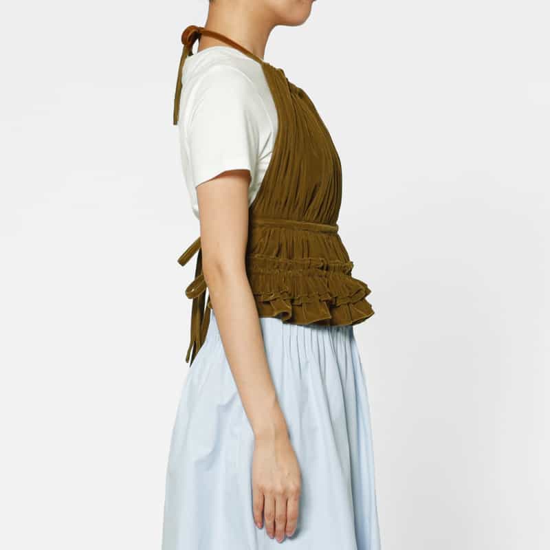 ATELIER EDITION ATELIER EDITION ＜アトリエ エディション＞ホルターネック フリルキャミソール BROWN