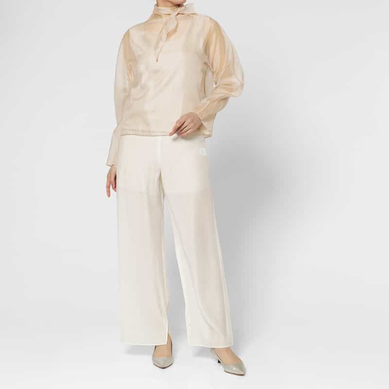 ATELIER EDITION ATELIER EDITION ＜アトリエ エディション＞シアー素材 ボウタイブラウス PINK