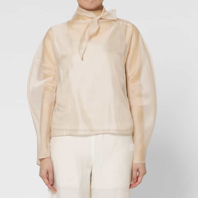 ATELIER EDITION ATELIER EDITION ＜アトリエ エディション＞シアー素材 ボウタイブラウス PINK