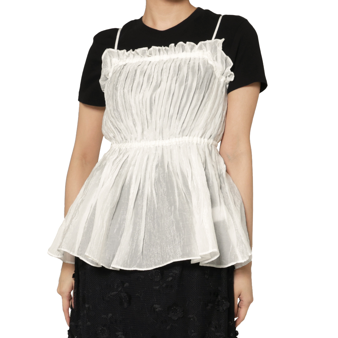 ATELIER EDITION ＜アトリエ エディション＞シアー素材 フリルキャミソール