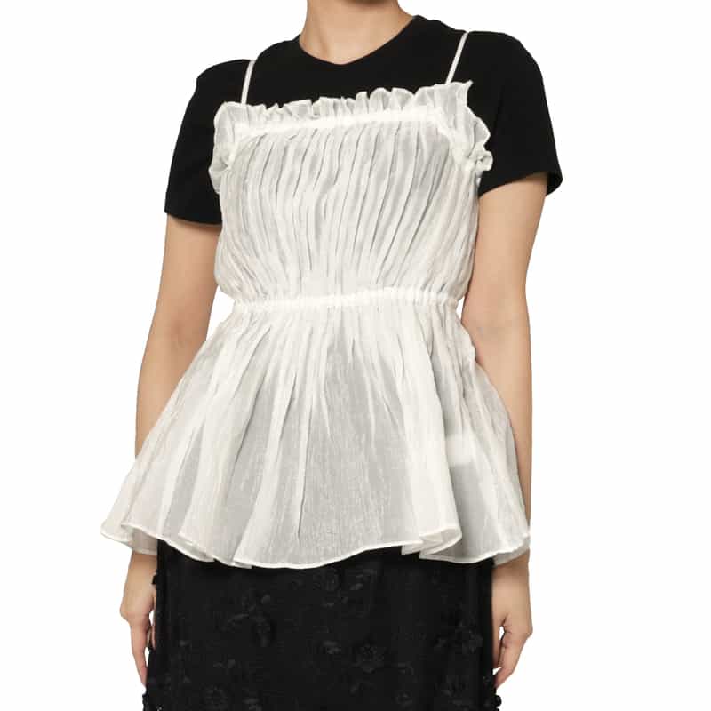 ATELIER EDITION ATELIER EDITION ＜アトリエ エディション＞シアー素材 フリルキャミソール WHITE