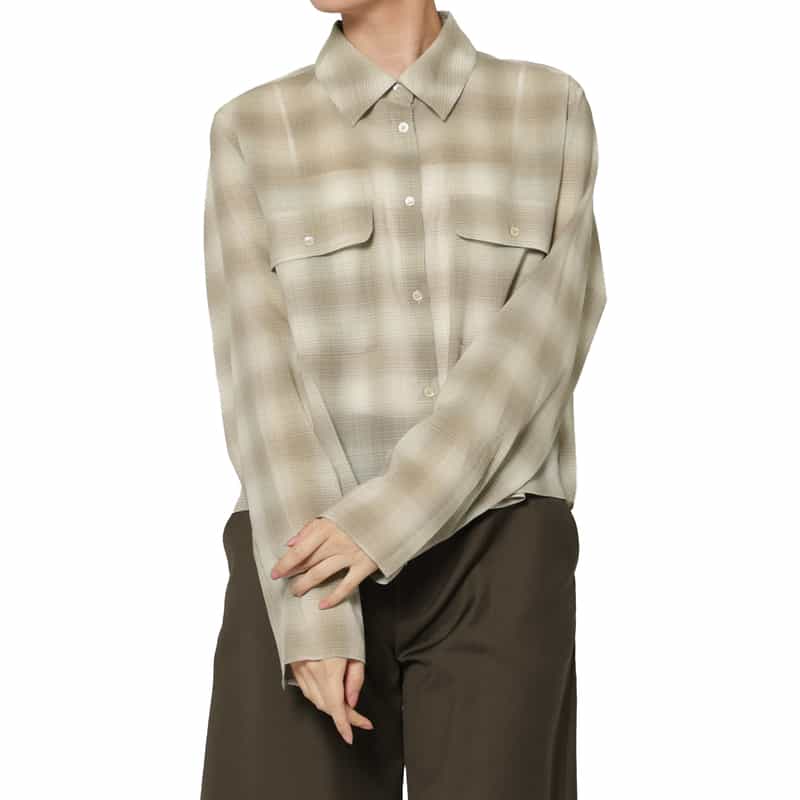 ATELIER EDITION ATELIER EDITION ＜アトリエ エディション＞シアー素材 チェック柄クロップドシャツ BEIGE