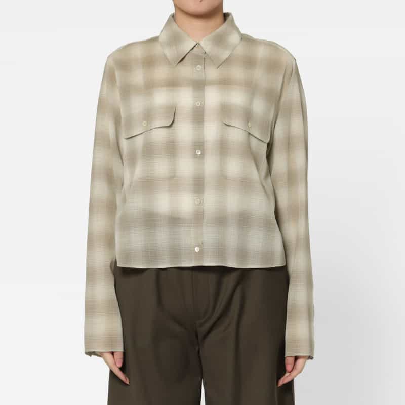 ATELIER EDITION ATELIER EDITION ＜アトリエ エディション＞シアー素材 チェック柄クロップドシャツ BEIGE