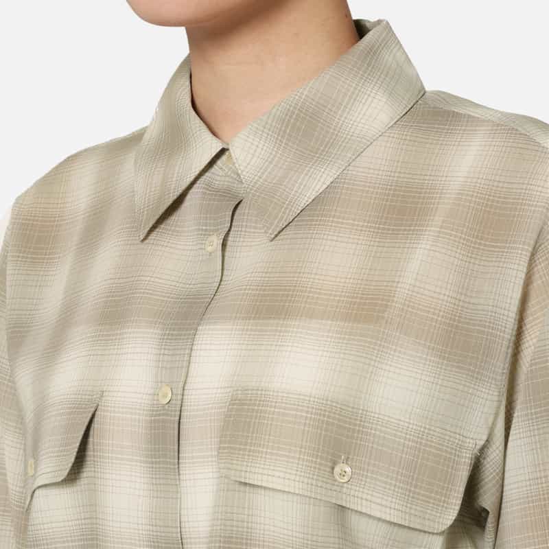 ATELIER EDITION ATELIER EDITION ＜アトリエ エディション＞シアー素材 チェック柄クロップドシャツ BEIGE