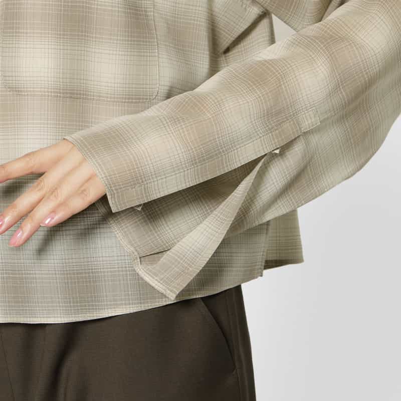 ATELIER EDITION ATELIER EDITION ＜アトリエ エディション＞シアー素材 チェック柄クロップドシャツ BEIGE