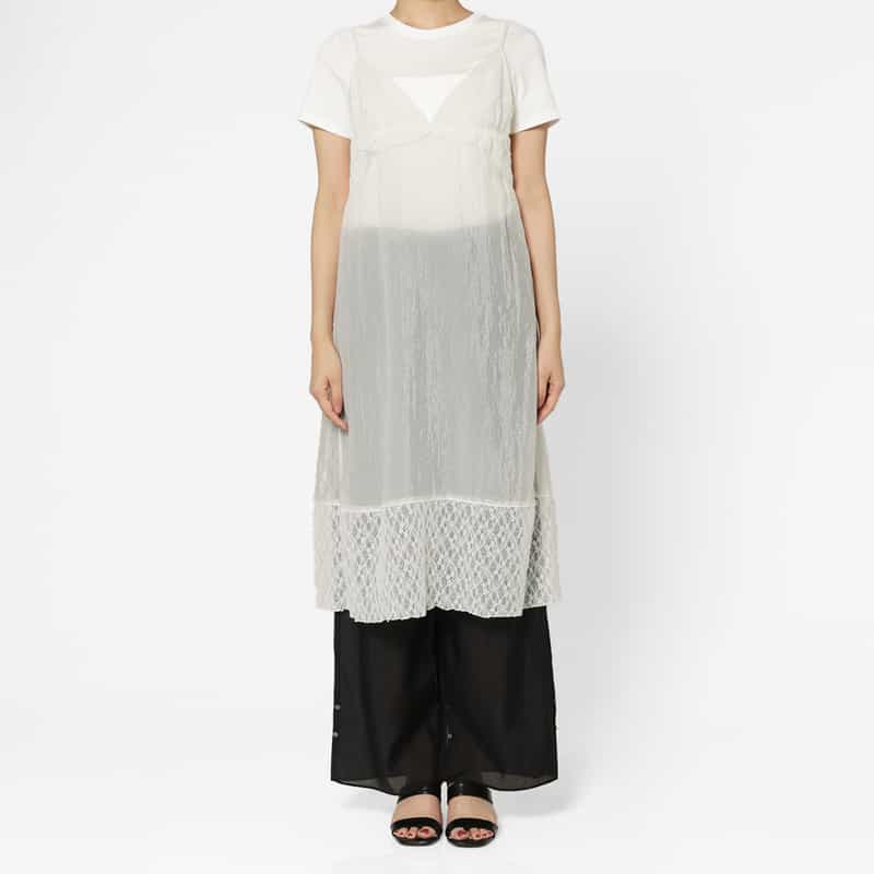 ATELIER EDITION ATELIER EDITION ＜アトリエ エディション＞シアー素材 レースヘム レイヤードドレス WHITE