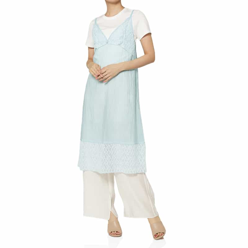 ATELIER EDITION ＜アトリエ エディション＞シアー素材 レースヘム レイヤードドレス