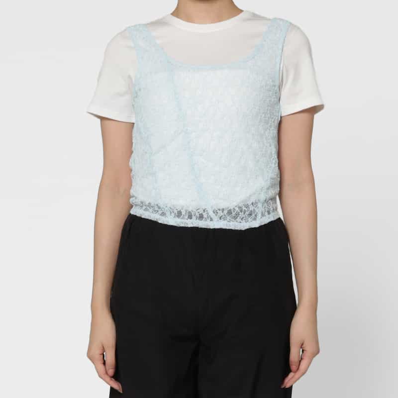 ATELIER EDITION ATELIER EDITION ＜アトリエ エディション＞レーストップキャミソール LIGHT BLUE