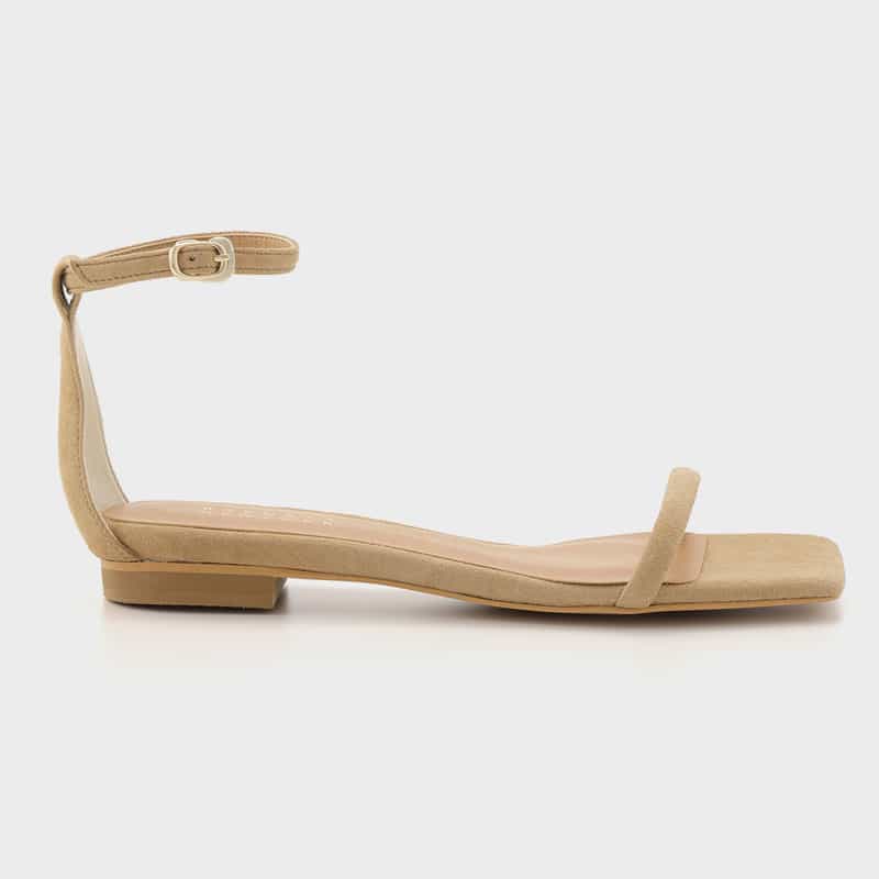 BARNEYS NEW YORK アンクルストラップ フラットサンダル BEIGE