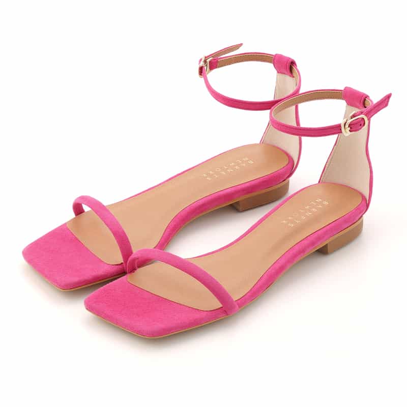 BARNEYS NEW YORK アンクルストラップ フラットサンダル FUCHSIA