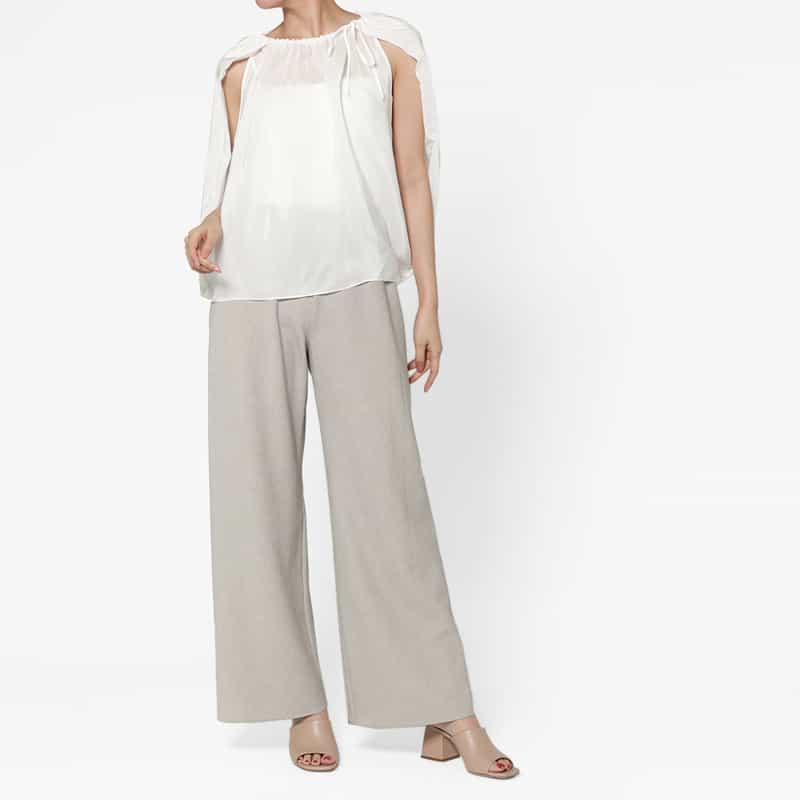 THE LOOM THE LOOM ＜ザ ルーム＞ シアー素材 ケープデザインブラウス WHITE