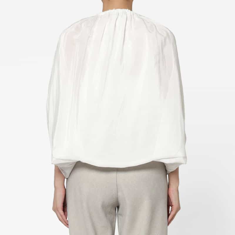 THE LOOM THE LOOM ＜ザ ルーム＞ シアー素材 ケープデザインブラウス WHITE